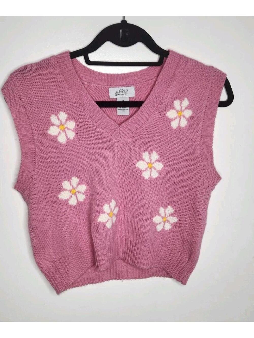 Just Polly pink sweater women's vest size M